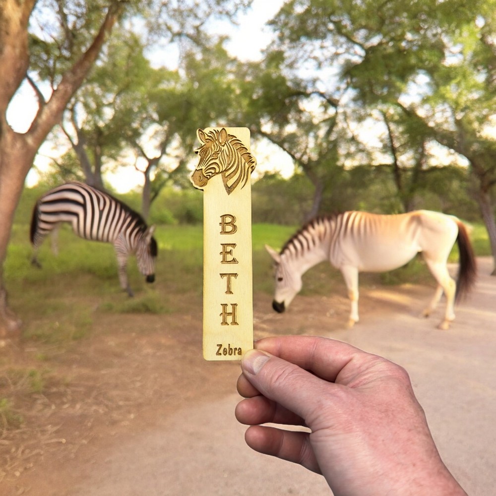 Bookmark - PERSONALIZED Zebra - Birch wood