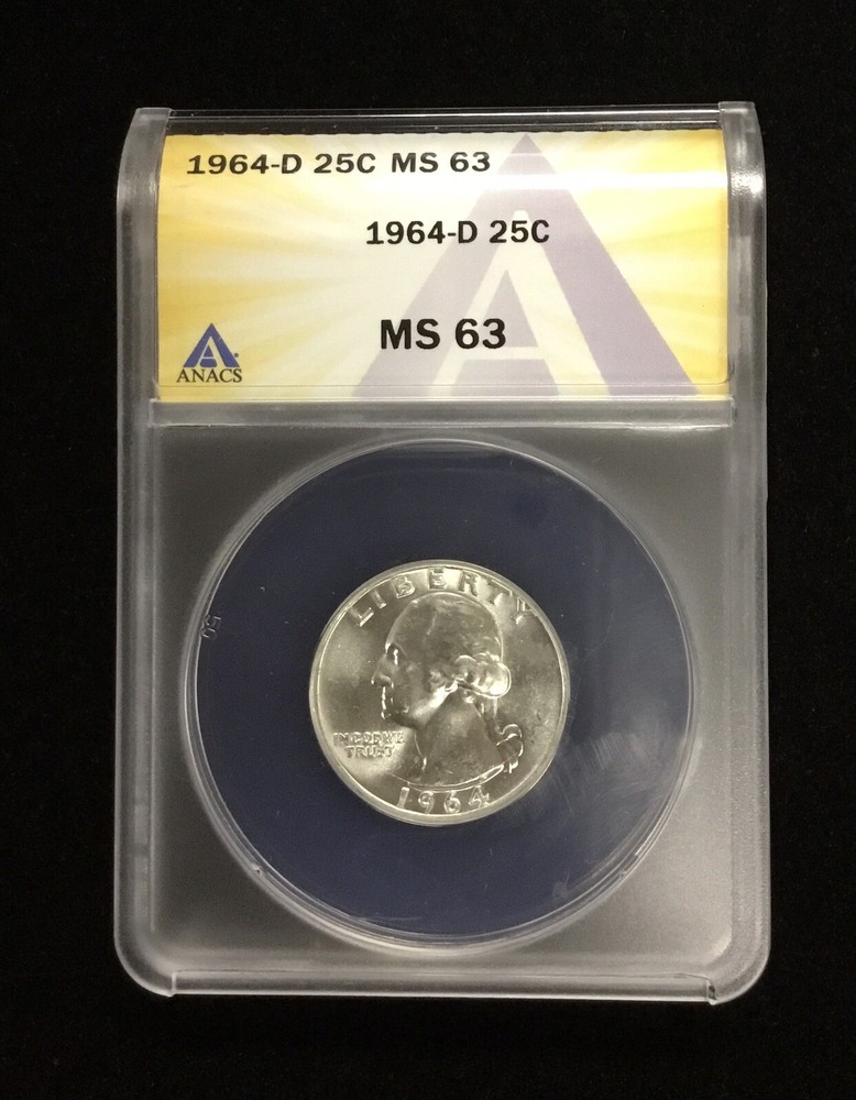 1964-D Silver 25c Washington Head Quarter MS 63 ANACS