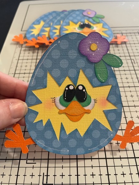 EASTER Blue Easter Egg Chick FREESHIPPING premade paper piecing scrapbook diecut