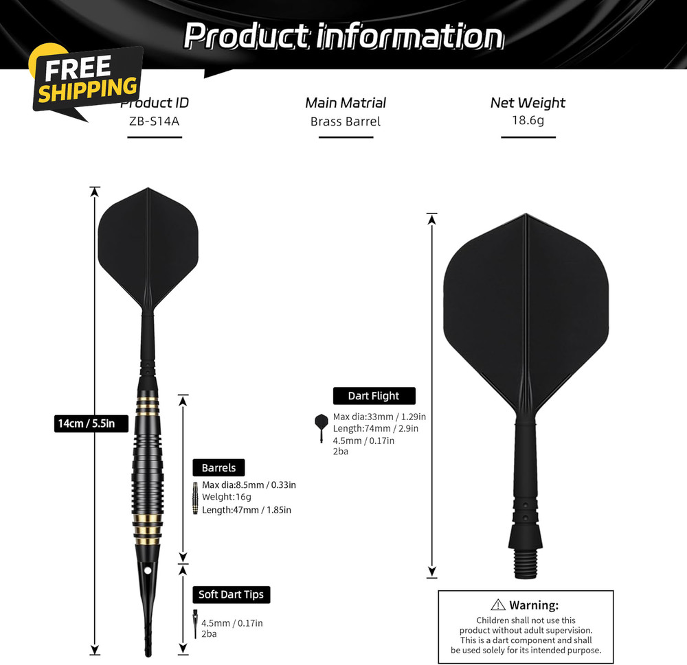 Professional Soft Tip Darts Set 18 Grams with 30 Extra Dart Tips