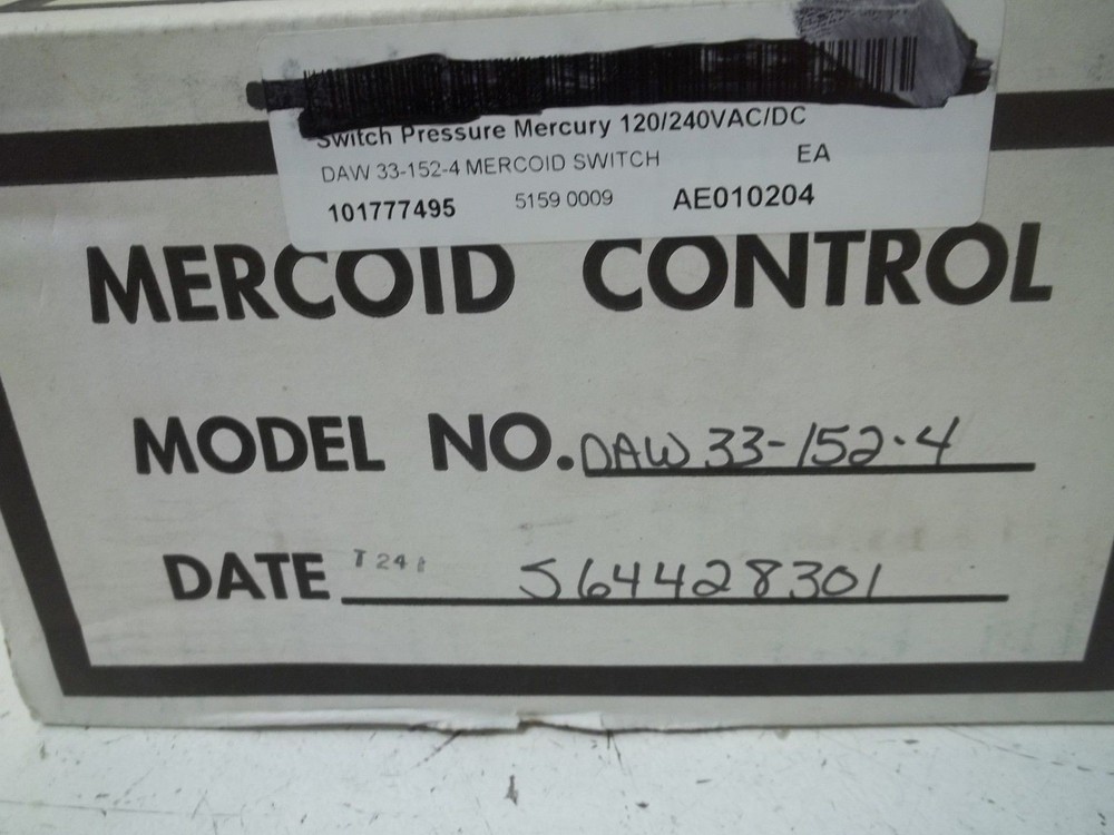 MERCOID DAW33-152-4 PRESSURE SWITCH NSMP