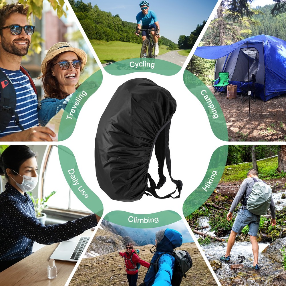 Waterproof Backpack Rain Cover, 30L-40L Backpack Cover [Black]