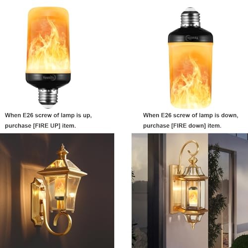 Flame Light Bulbs 4 Modes Flickering Light Bulbs E26 Bulb for 2 Pack-yellow-e26