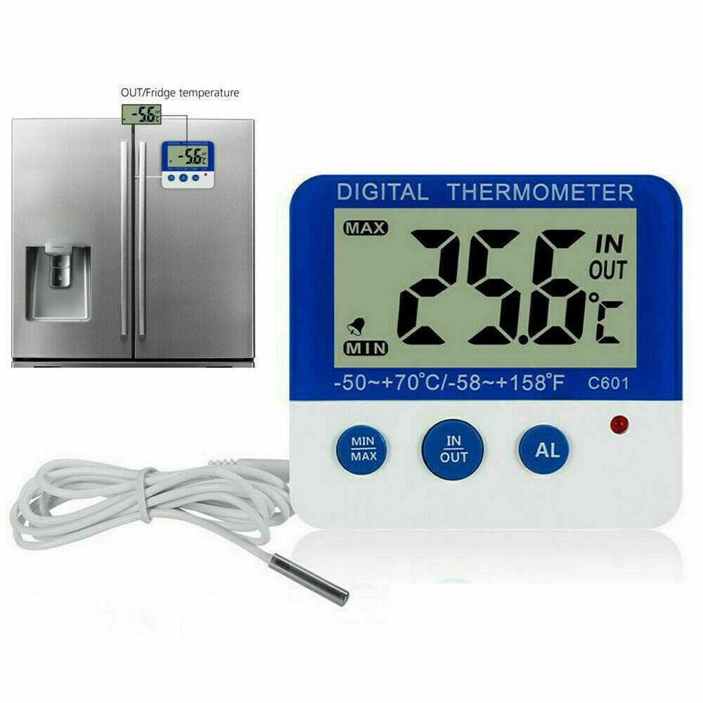 Digital Fridge Freezer Thermometer w/Temperature Alarm and Max Min Function ℃/℉