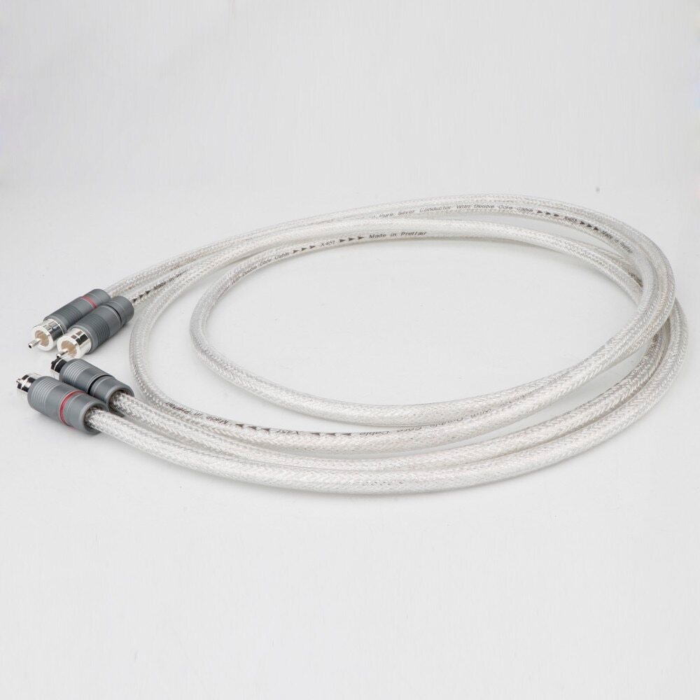 Preffair 99.998% Pure Silver RCA Cable HiFi Audio Interconnect Solid PSS Wire