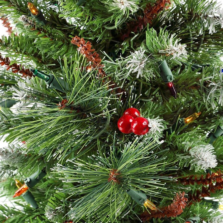 2 FT Tabletop Artificial Small Mini Christmas Tree with LED Light & Ornaments