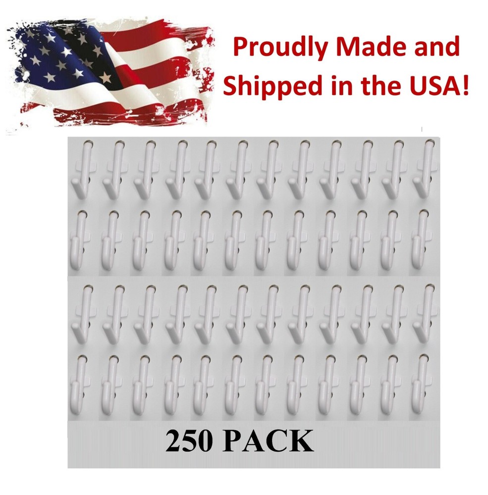 Plastic White J & L Style Pegboard Hooks Kit - 250 Pack PEGBOARD NOT INCLUDED