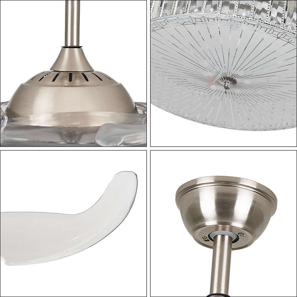 42'' Fan Chandelier 6987 Silver 3 Color Temperature Conversion W/ Remote Control