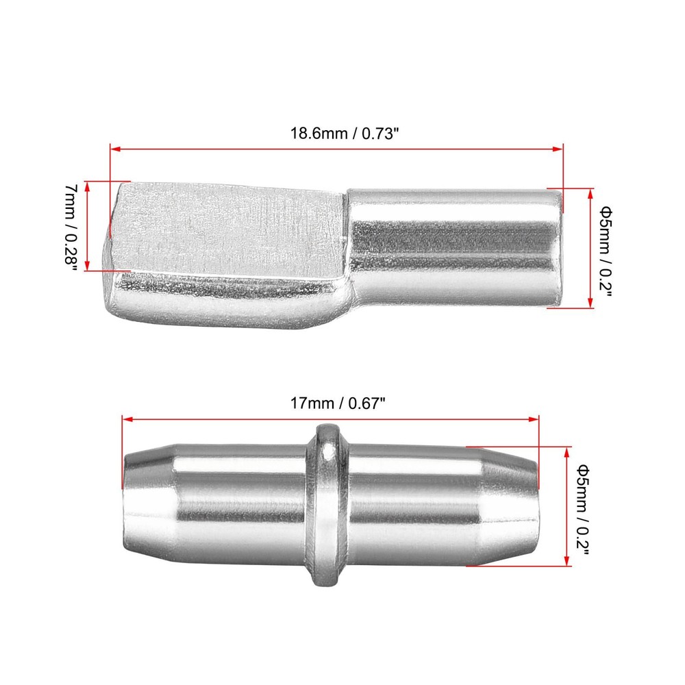 Peg support shelf, 5mm 6mm silver pin with hole, 60pcs