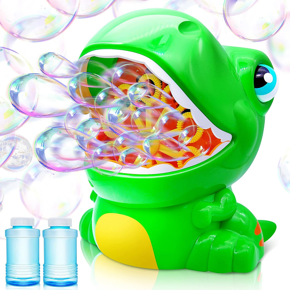 JOYIN Dinosaur Bubble Machine, Bubble Machine Gun Blower with Solutions for Kids
