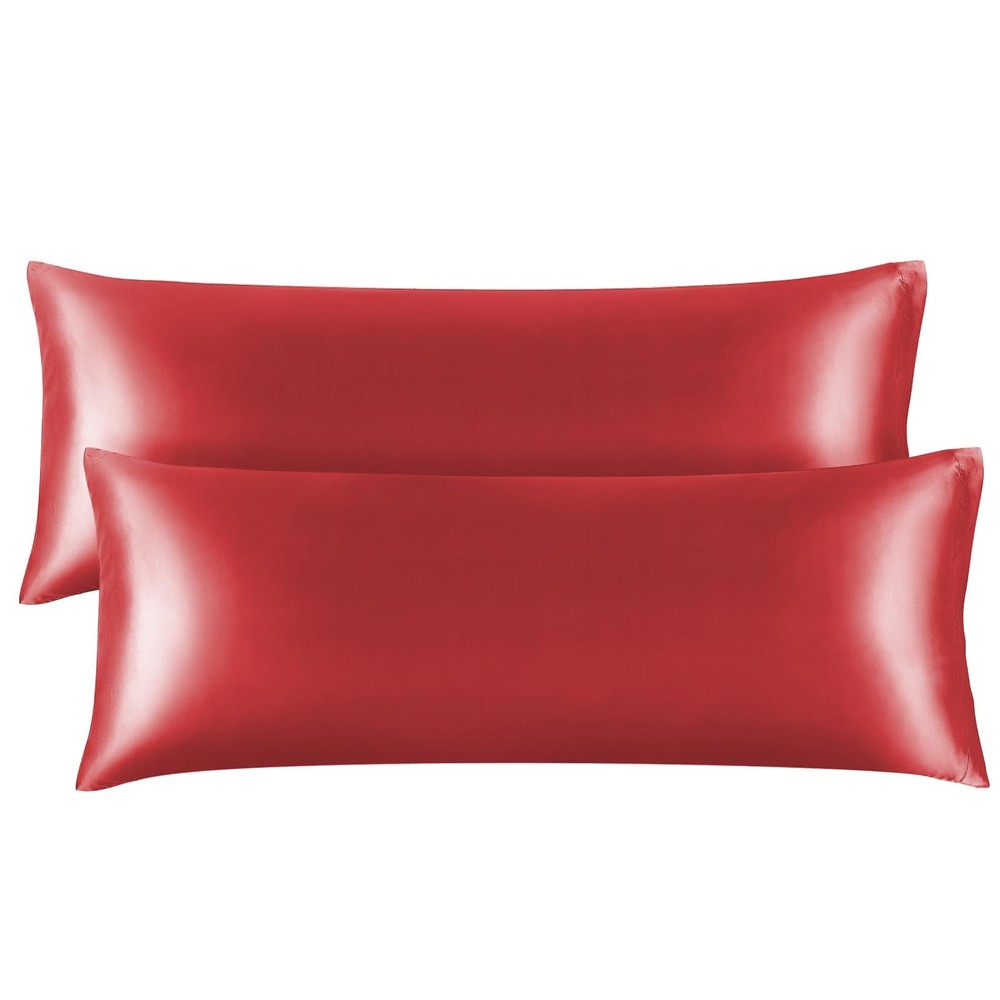 Body Pillowcase 20x54, 2 Pack Silky Smooth Skin Care, Red