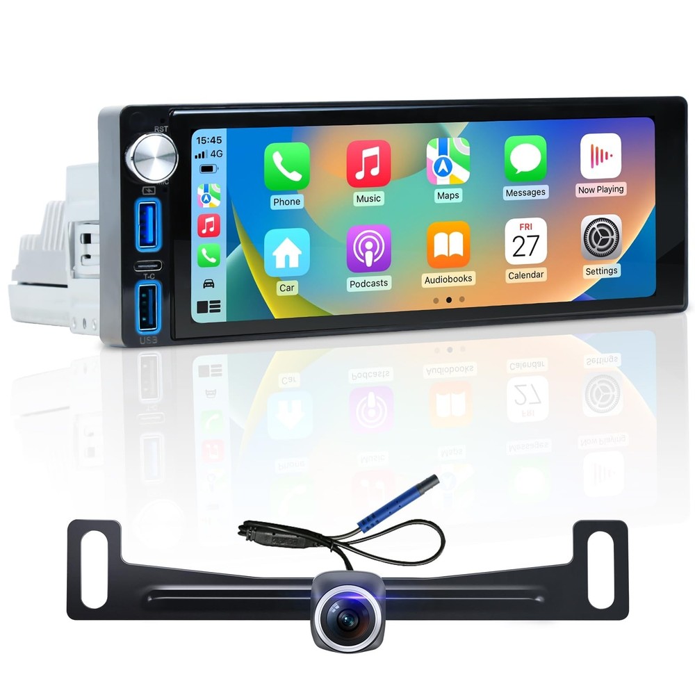 6.9-Inch Single Din Touchscreen Car Stereo - Android 2GB+64GB Type-C&USB Sing...