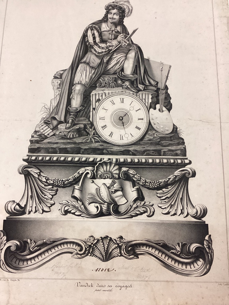 3 Large Antique Clock Lithographs No Other Examples Found