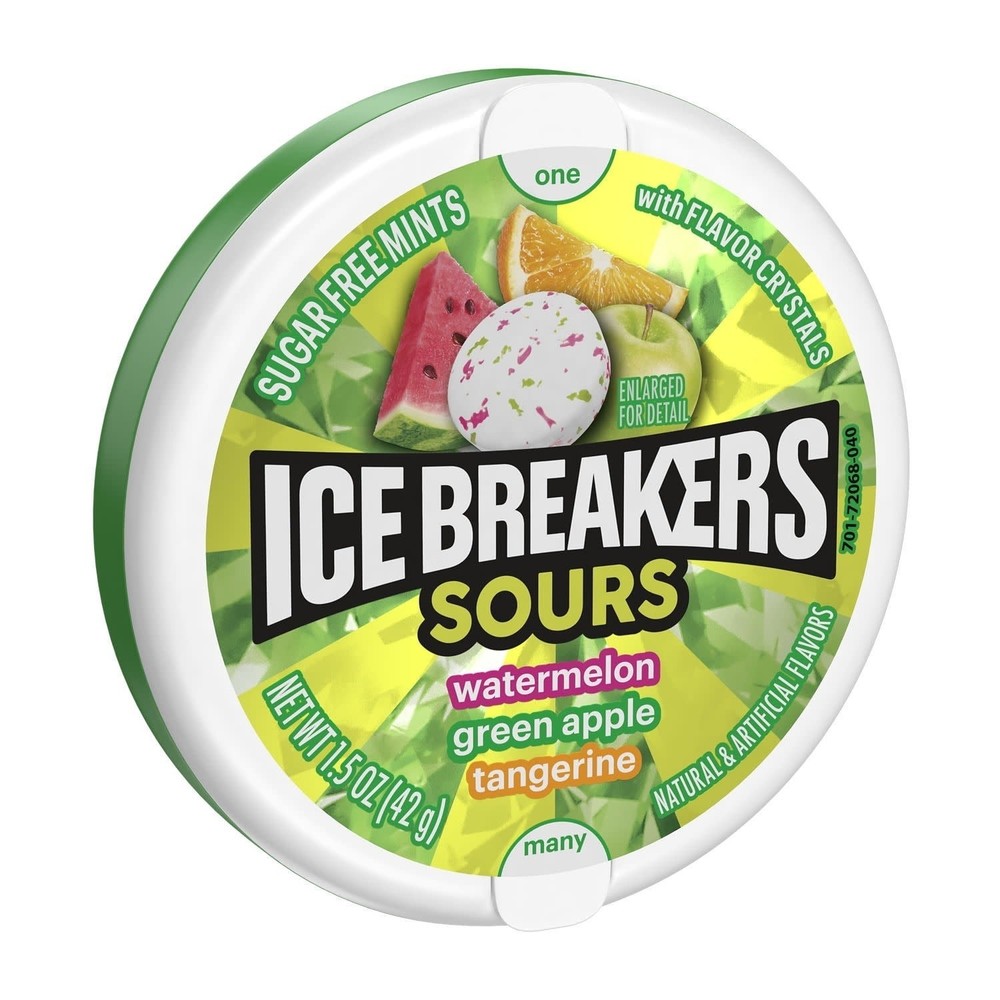 Ice Breakers Sours Assorted Fruit Sugar-Free Mints – 1.5 oz Puck