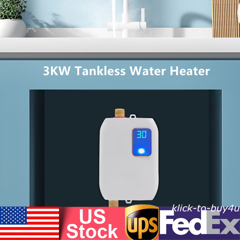 Tankless Water Heater Electric, Instant Hot Water Heater Under Sink 3000W for Rv