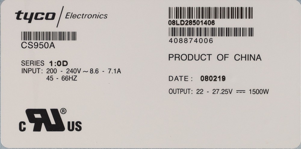 TYCO Electronics CS950A Rectifier Lucent 408874006 Power Supply Unit