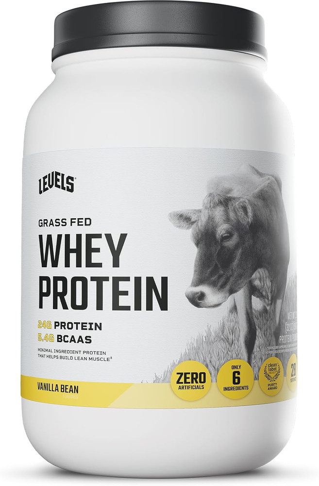 Levels Grass-Fed Whey Protein Powder, Vanilla Bean, 24g Protein, 2LB