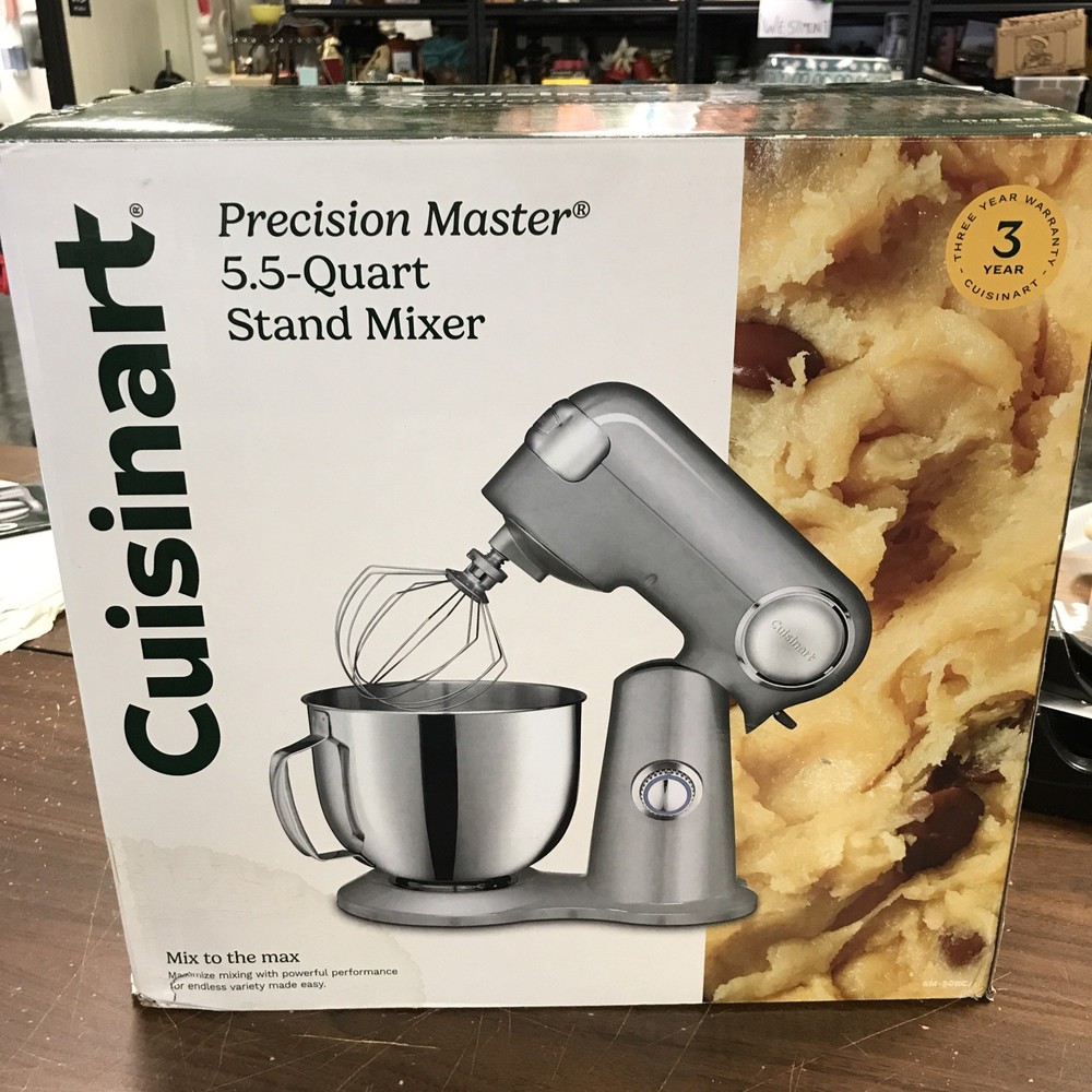 Cuisinart Precision Master 5.5-Quart 12-Speed Stand Mixer - Silver Lining - Open