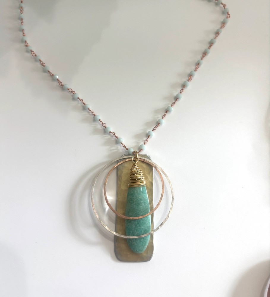 Amazonite Long Teardrop Dangle Necklace
