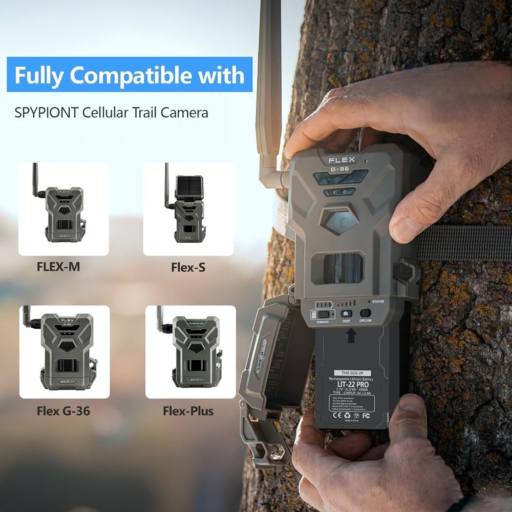 1 Pack Rechargeable LIT-22 Battery Spypoint Flex-M Flex-Plus Flex-S Trail Cam