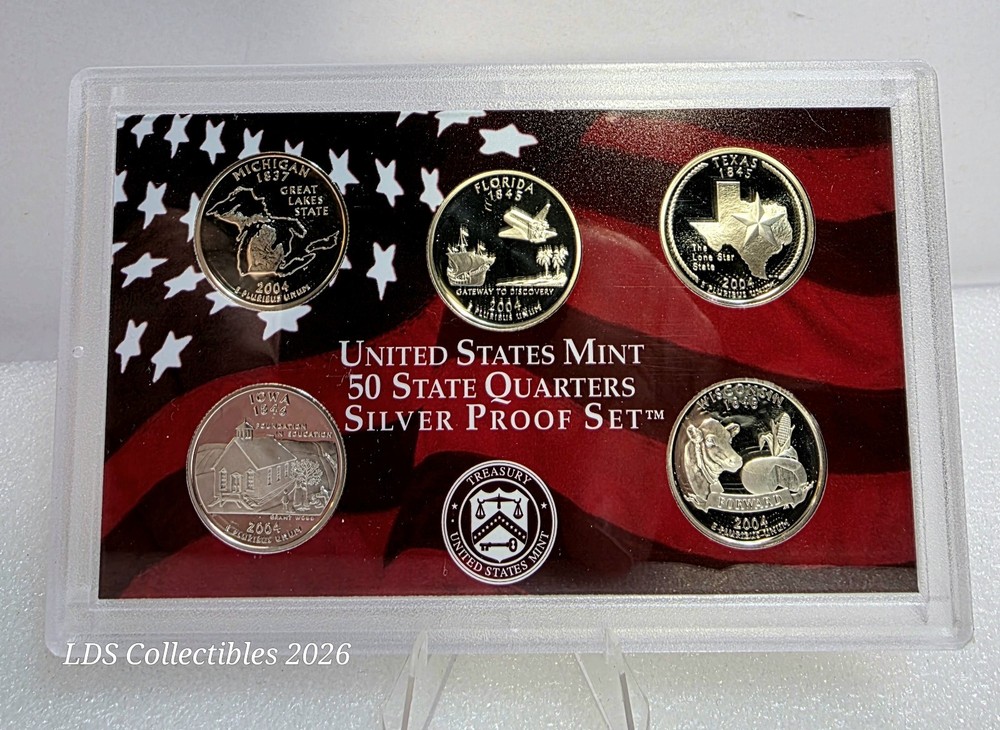 5 Silver Proof U.S. Mint 2004 State Quarter Coin Set