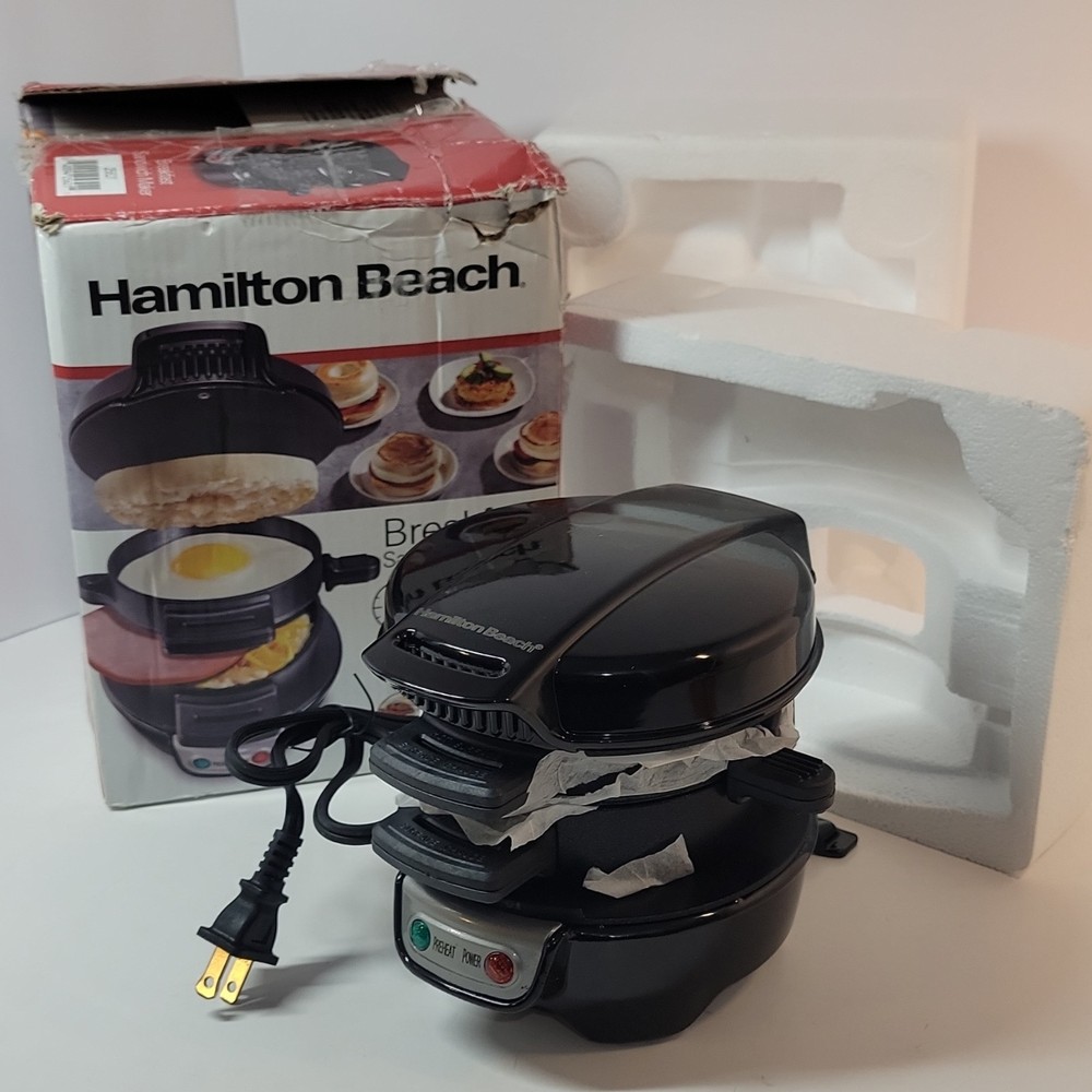 Hamilton Beach Breakfast Sandwich Maker 25475 Open Box Complete Tested Clean