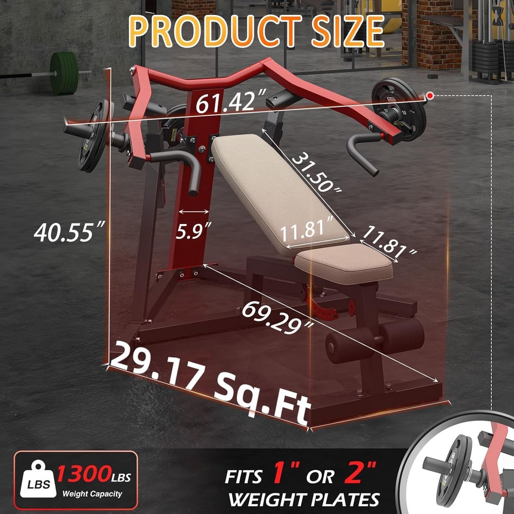 Adjustable Weight Bench Chest Press Workout Machine, Heavy Duty Flat Bench Press