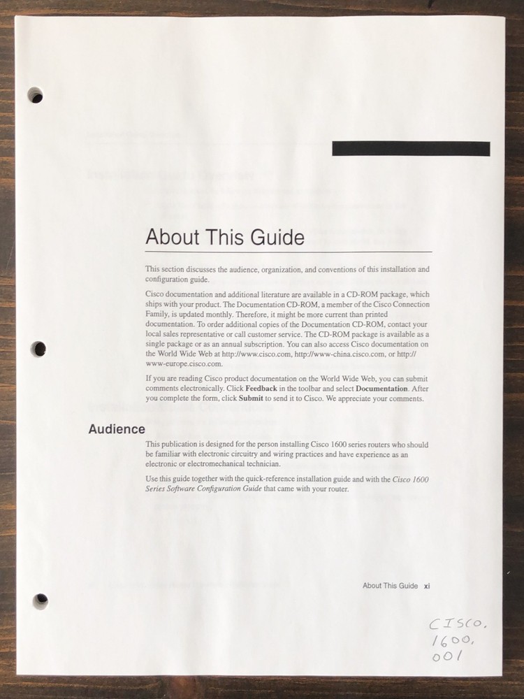 Cisco Systems - Cisco 1600 Series Hardware Installation Guide (1998)