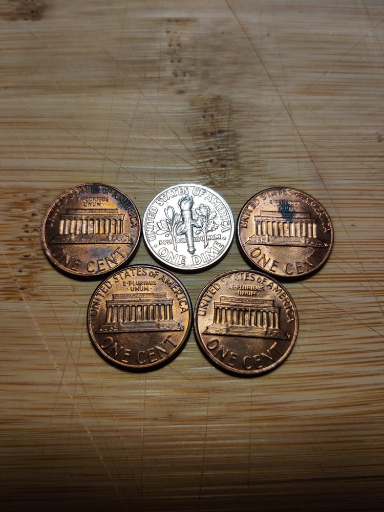 1984 error Lincoln cent Penny miscellaneous lot. five coins total.