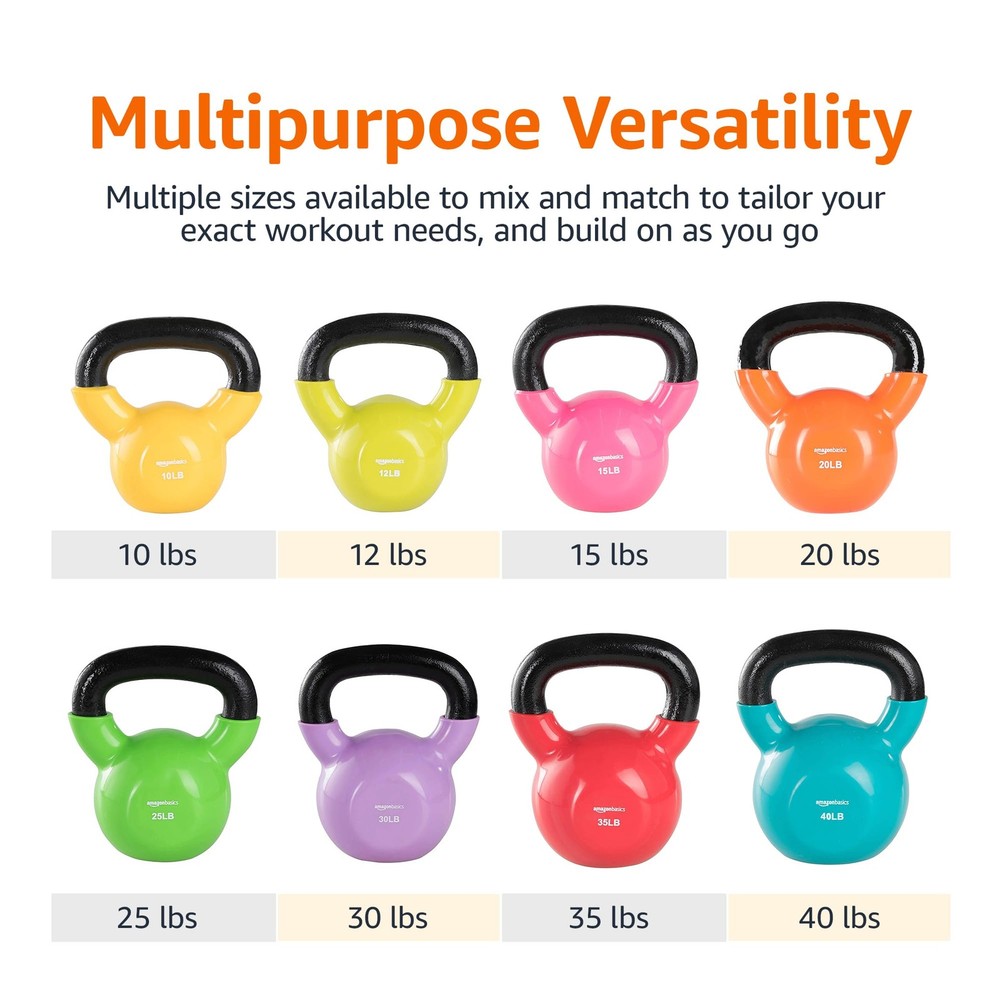 Basics Vinyl Kettlebell, 15 pound, Pink