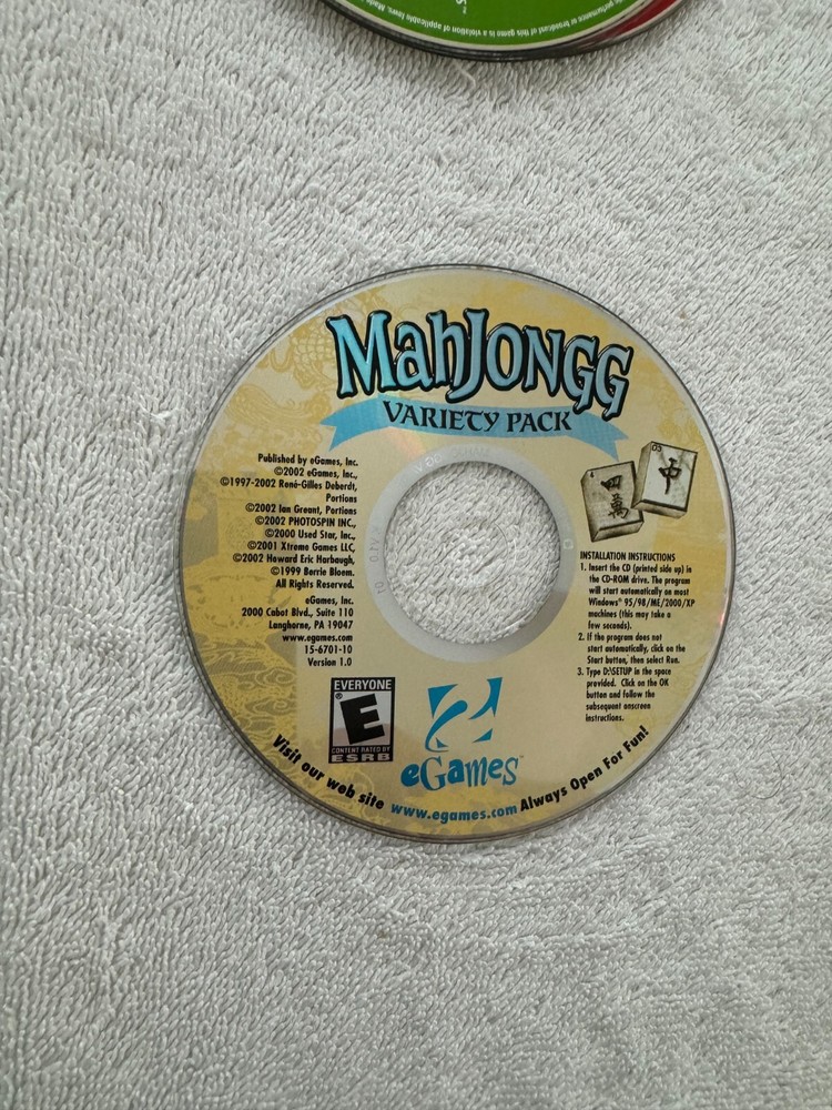 eGames MahJongg Variety Pack (PC, 2002) - Windows 95/98/ME 2000/XP