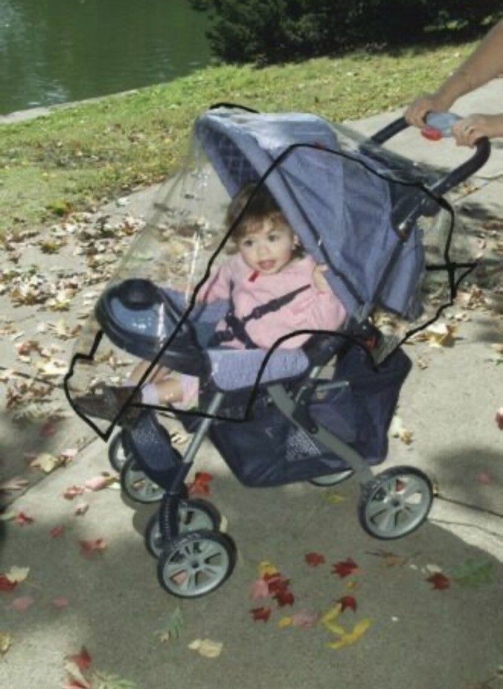 strollerbuddy stroller weather shield - black piping