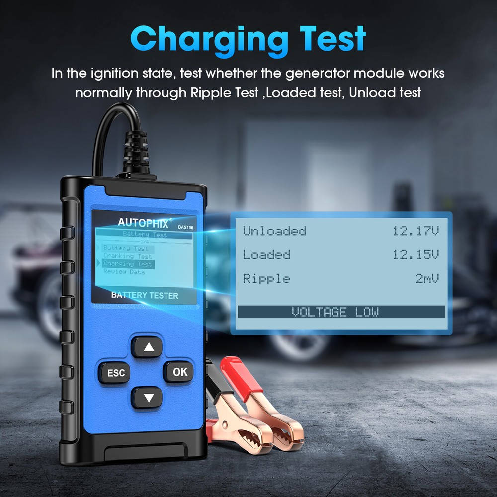 AUTOPHIX BAS100 2000CCA 12V 24V Car Battery Load Tester Charging System Analyzer