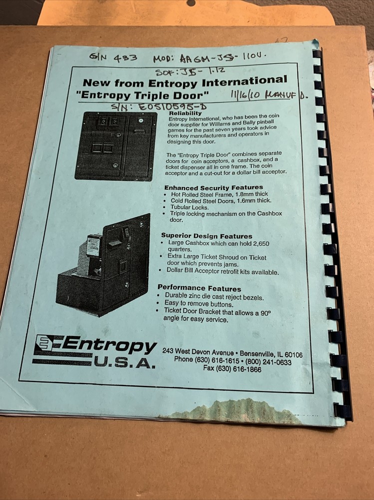 original arcade game owners manual Jam Session Bay Tek