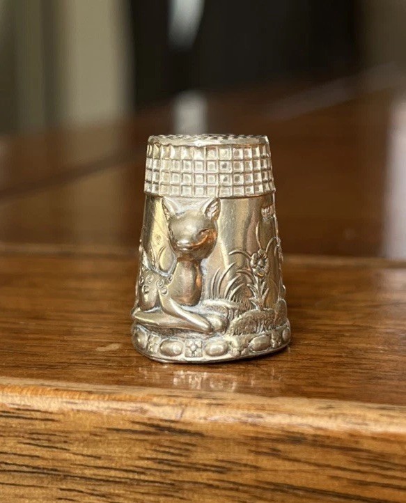 Vintage Sterling Silver Embossed Bambi Design Thimble