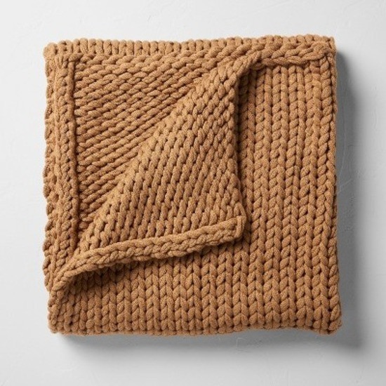 50"x70" Oversized Solid Bed Throw Warm Brown - Casaluna