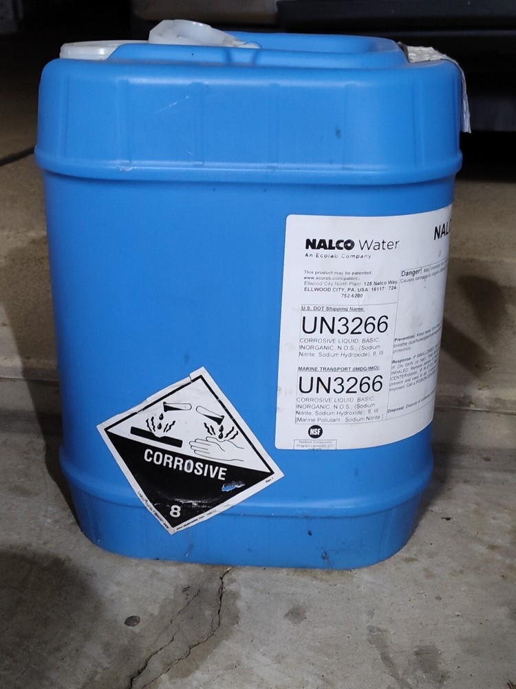 trasar track 109/un3266, large plastic container, water treatment closed loop