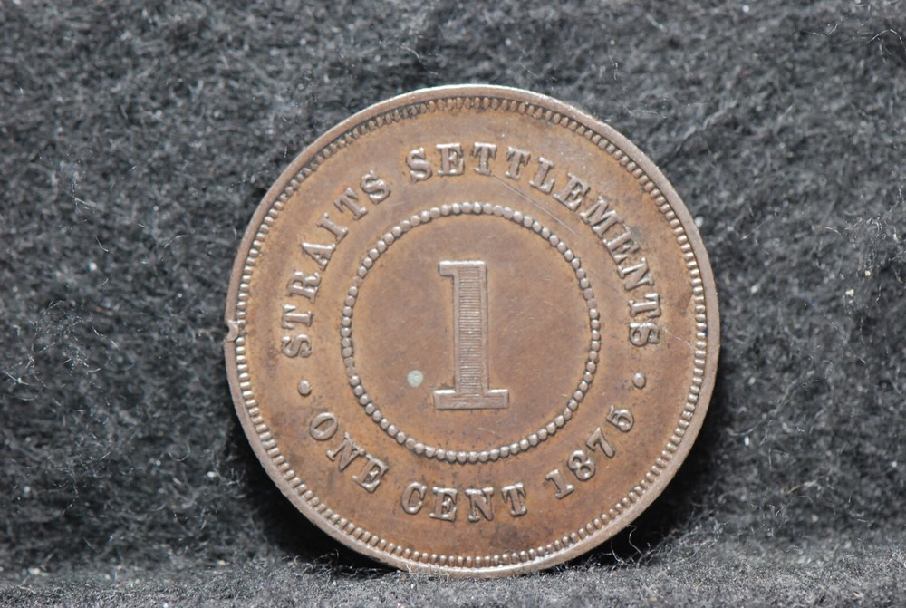 Straits Settlements, 1875-W Cent, KM9, Extremely Fine, tiny rim nick, 2-21