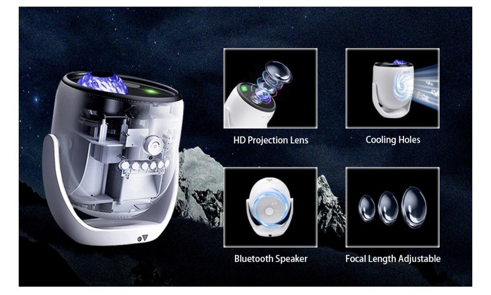 3D Galaxy Light Projector Northern Lights Projector w Bluetooth Speaker 90 Scene
