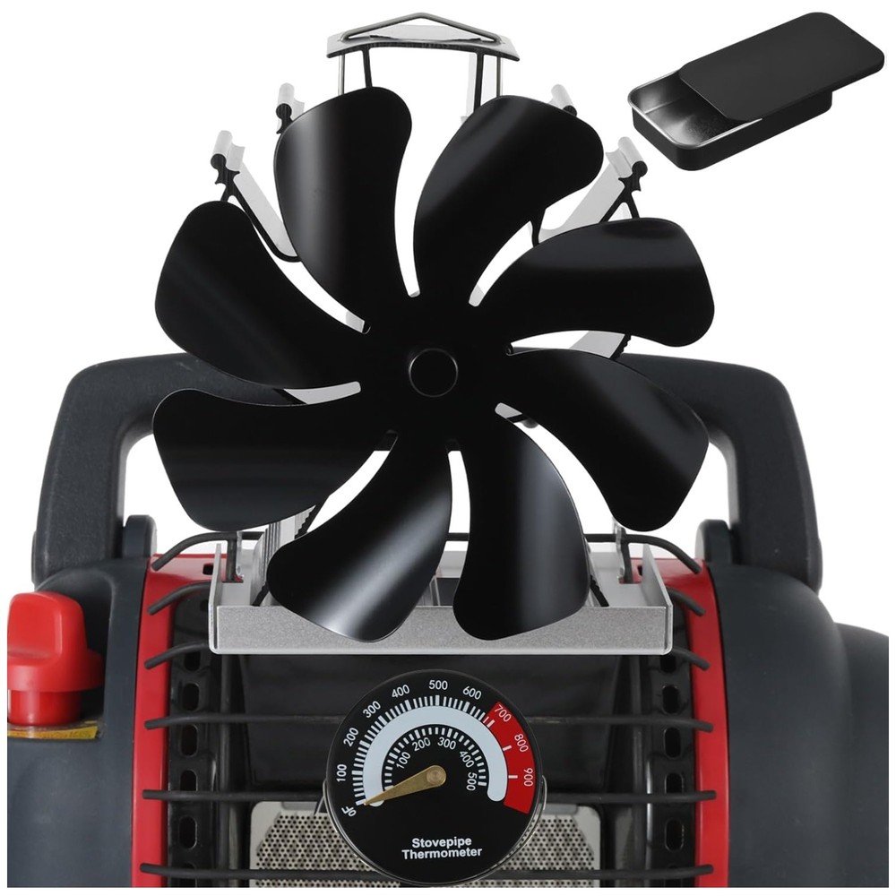 Silent and Efficient 8-Blade Fireplace Fan - Includes Buddy Heater Bracket