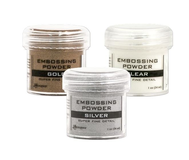 Ranger Fine Super Embossing Powder Bundle - White, Silver, Black, Copper, Clear