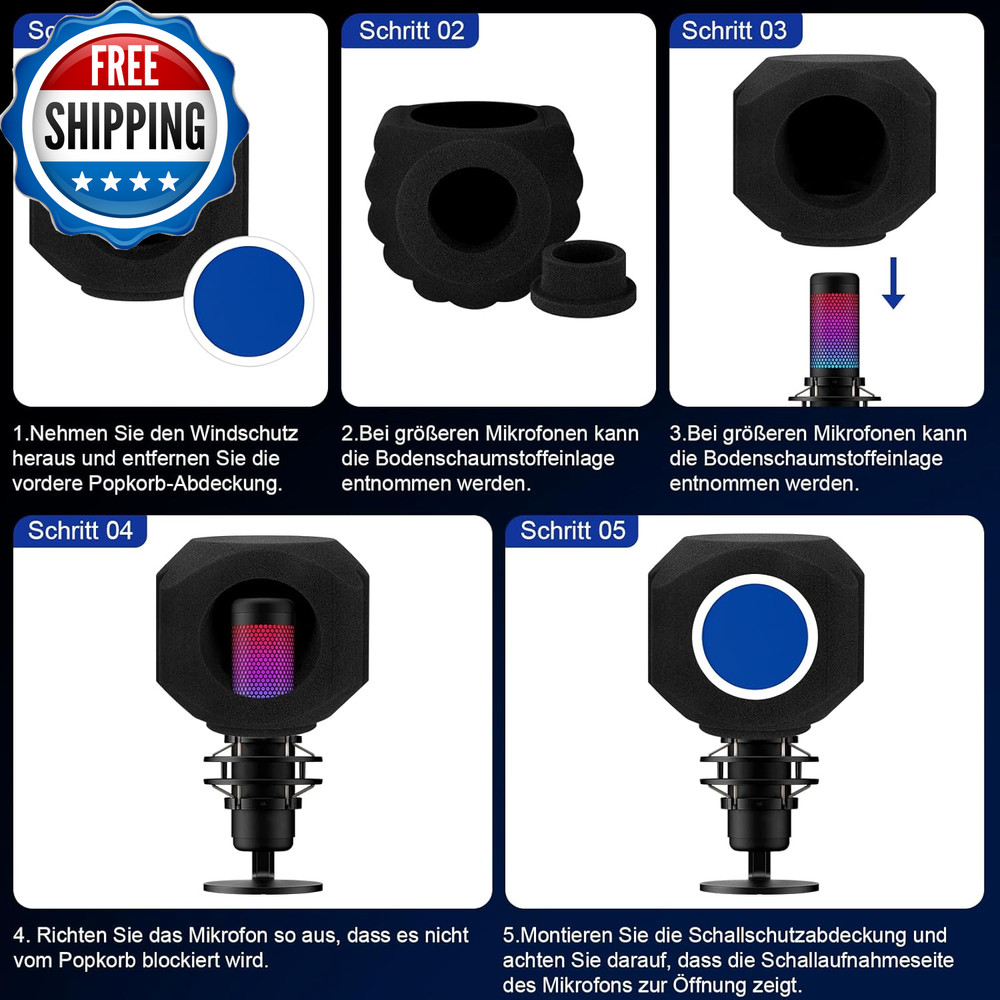 Microphone Wind Shield Pop Filter Isolation Ball, Acoustic for Record Studios Mi