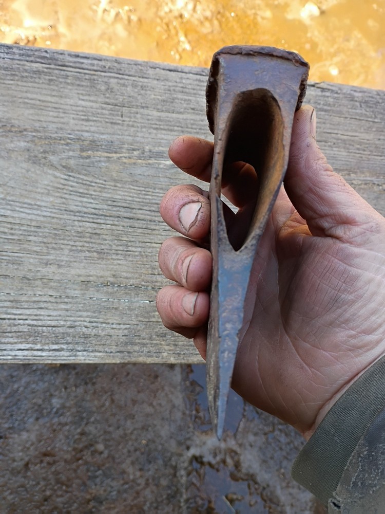 Early Primitive Lugged Axe Head 2 lbs 14 oz
