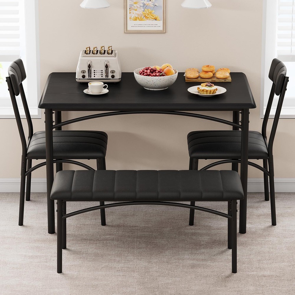 Kitchen Table and Chairs ,Dining Table Set for 4 and with Upholstered Bench Home