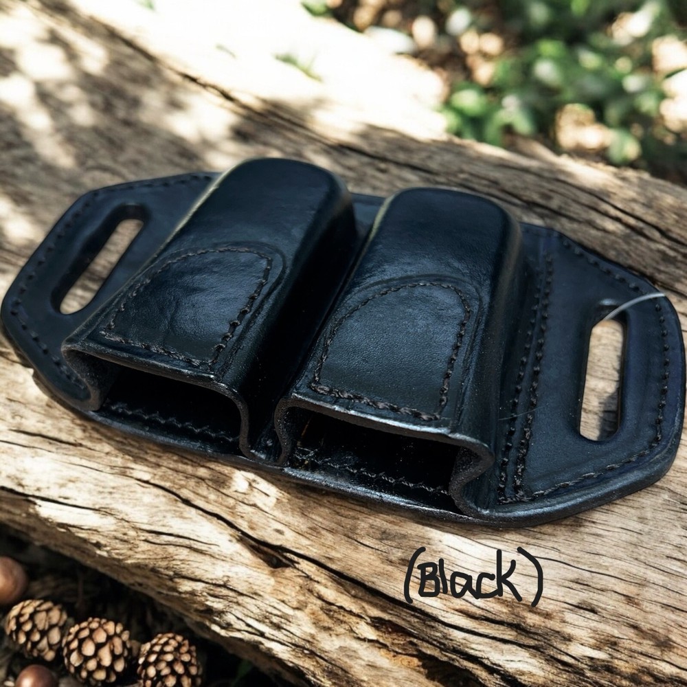 TEXAS 1836 Double Magazine Carrier Black Leather for DOUBLE STACK GLOCK