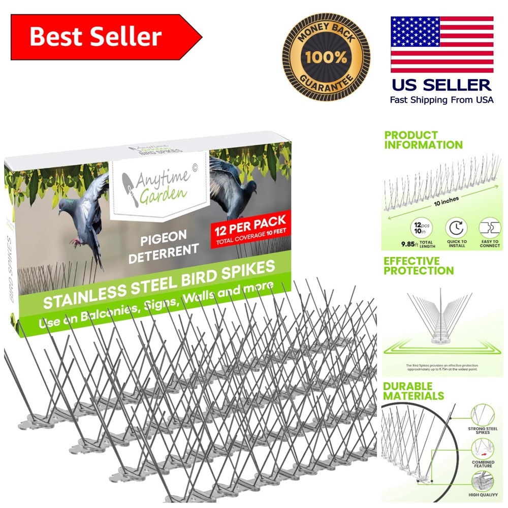 Versatile Bird Spikes - 12 Sections, Easy Install: Perfect for Pigeons & More