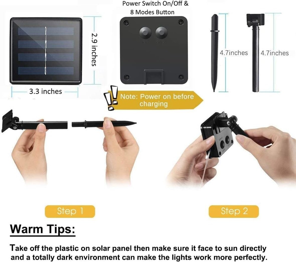 2 Pack Solar String Lights for Outside, 200 LED 80ft Total Solar Powered Stri...