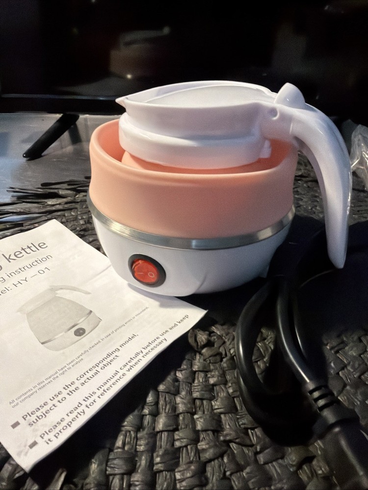 Folding Pink Kettle Us Plug 110V 400 W Detachable Power Cord For Desktop