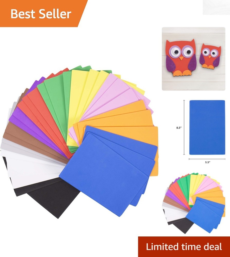 30 Pack of Colorful Foam Craft Sheets - Assorted Rainbow for Kids Projects