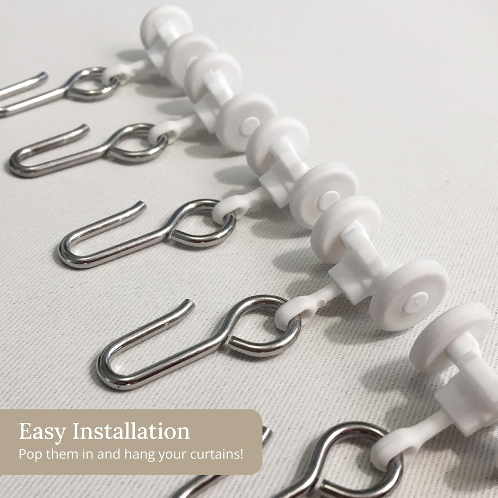 Curtain Track Hooks 20 Pack - Durable Ceiling Track Roller Hooks for Curtains -